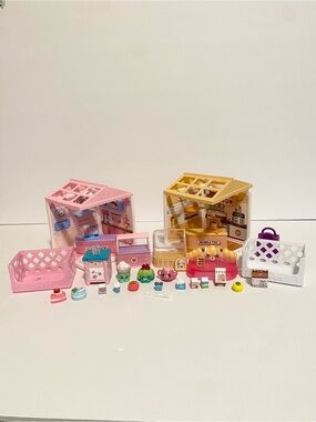Shopkins Lot w Bubble Tea + Cake Shop Miniature Dollhouse Playset Toy Figure Lot